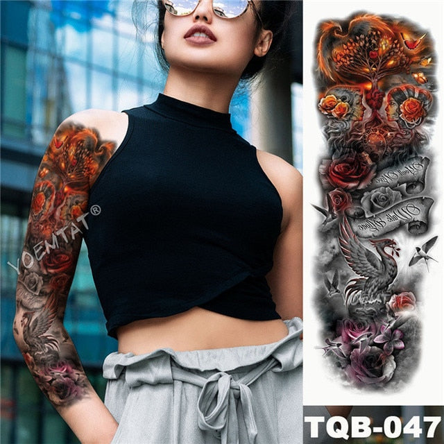 Geisha og indisk Full Arm Tattoo