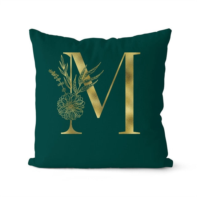 Green Pillowcase Gold Letters