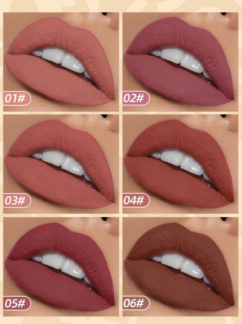 6 stk/Sæt Velvet Matte Lip Gloss