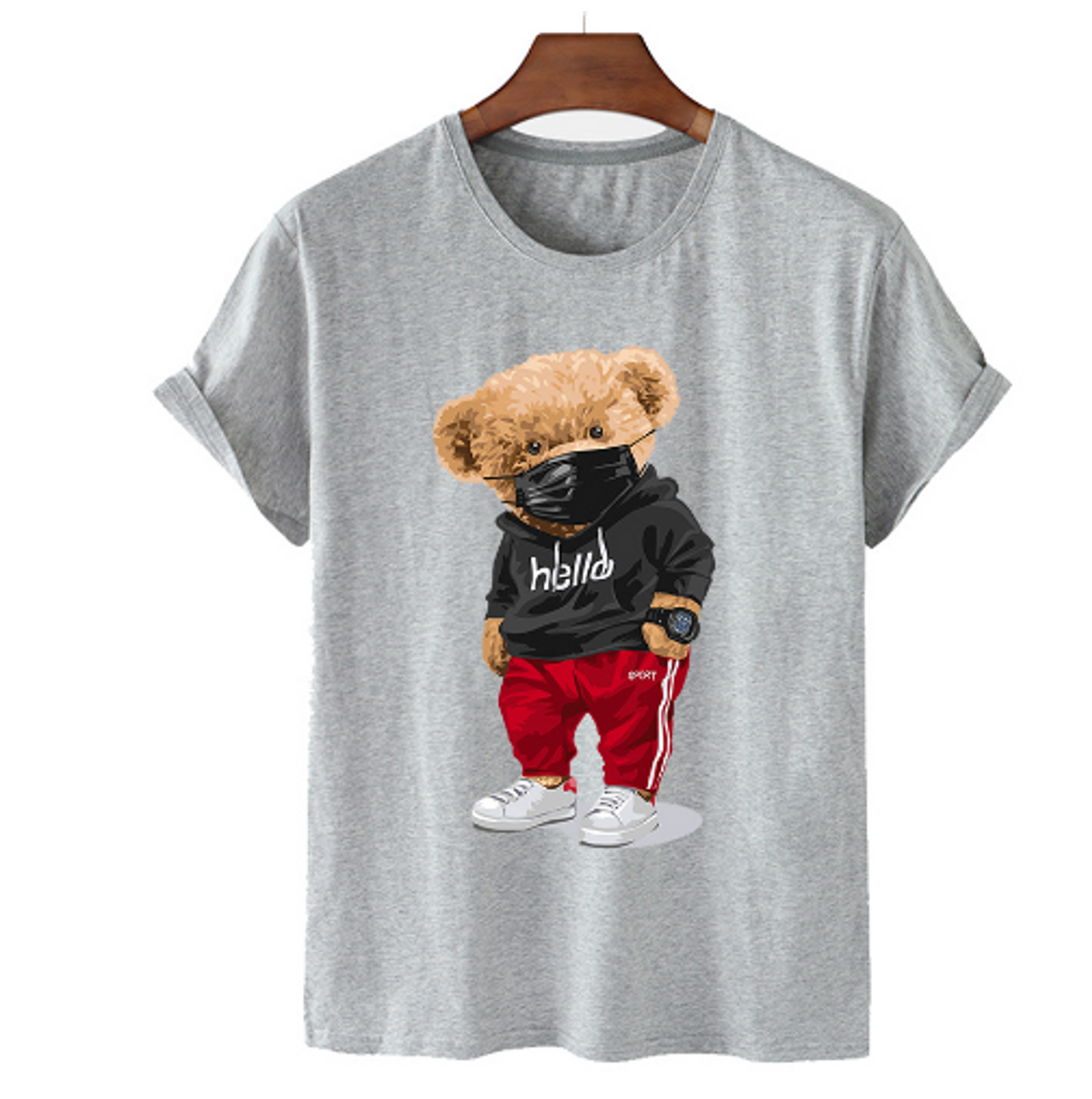 Bear Print herre bomuld T-shirt