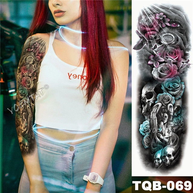 Geisha og indisk Full Arm Tattoo