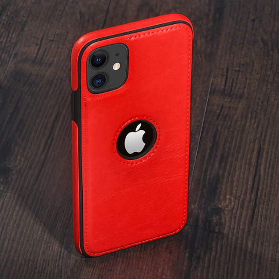 Solid Color Leather Phone Case