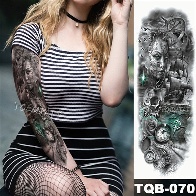 Geisha og indisk Full Arm Tattoo