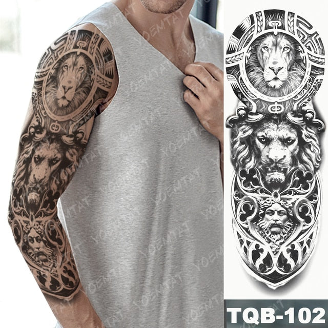 Lions in Gray and Shaded Black Tattoos