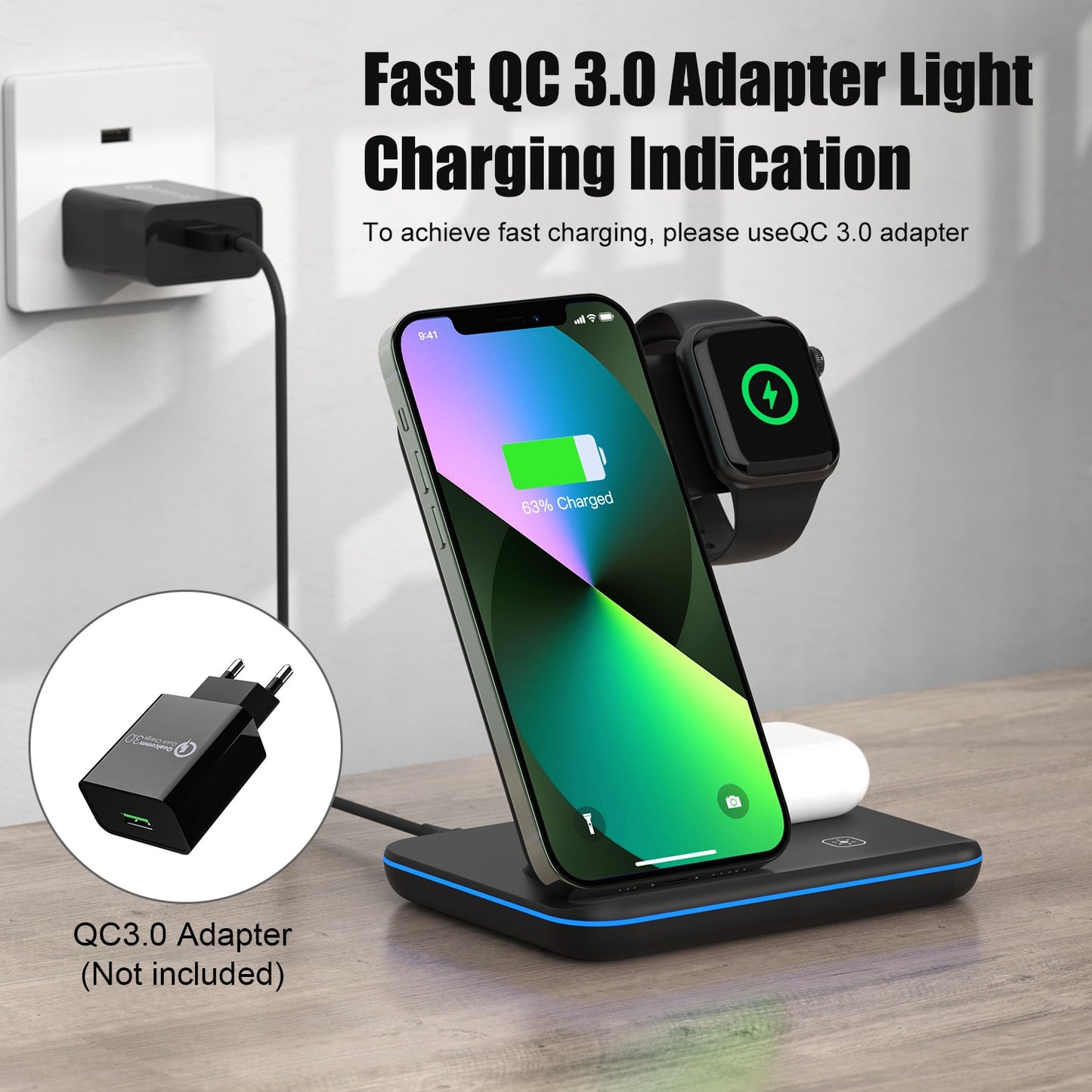 Wireless Charger Stand 3 in 1