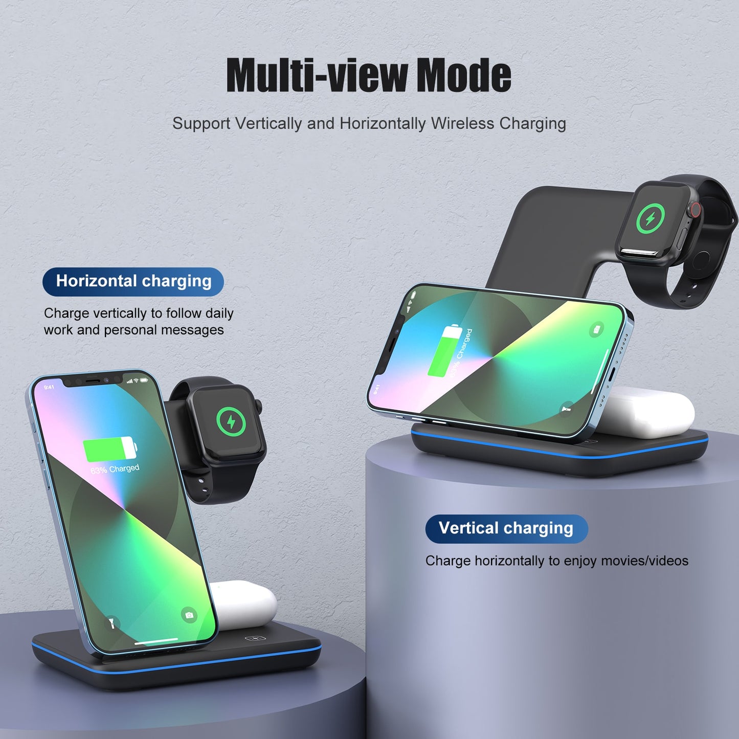 Wireless Charger Stand 3 in 1