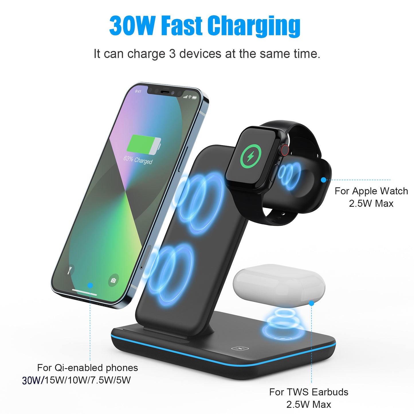 Wireless Charger Stand 3 in 1