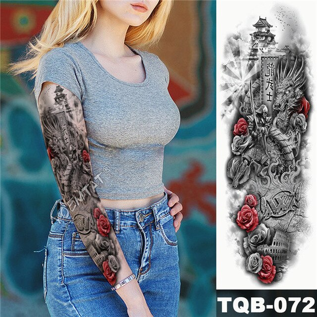 Geisha og indisk Full Arm Tattoo