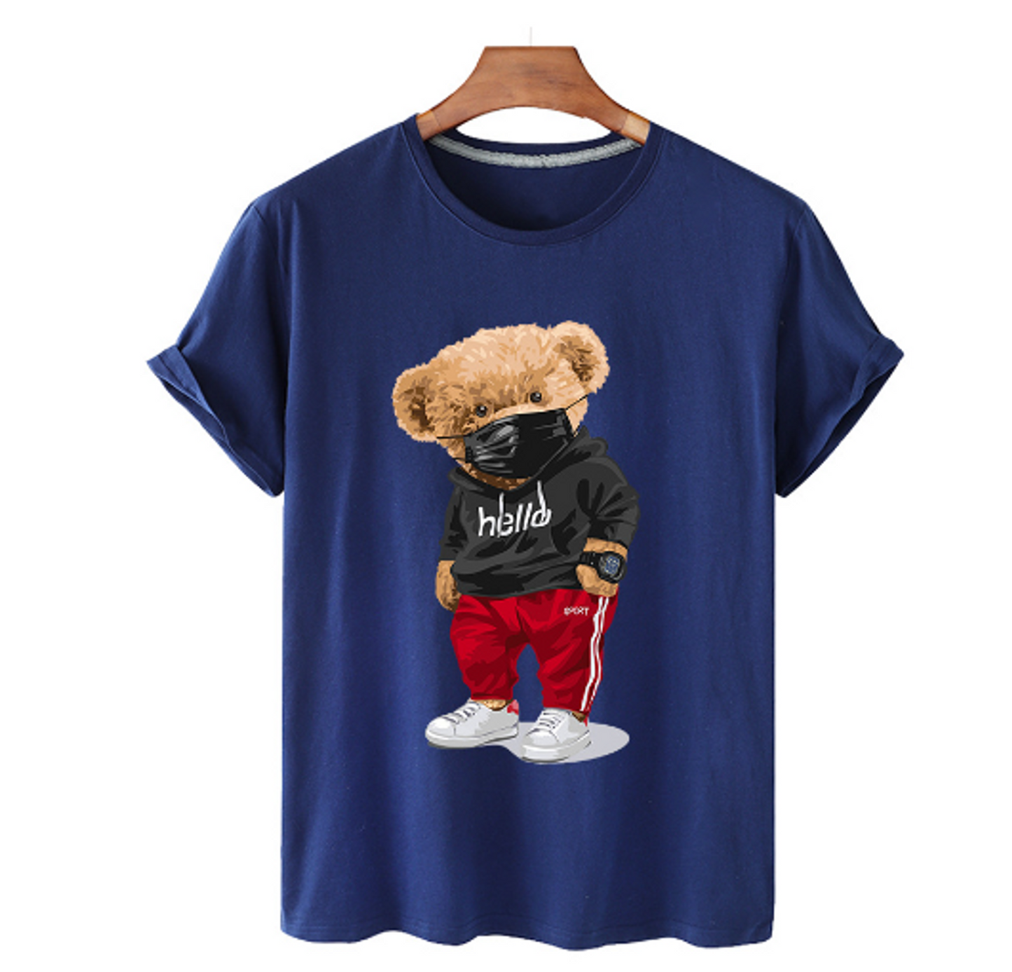 Bear Print herre bomuld T-shirt