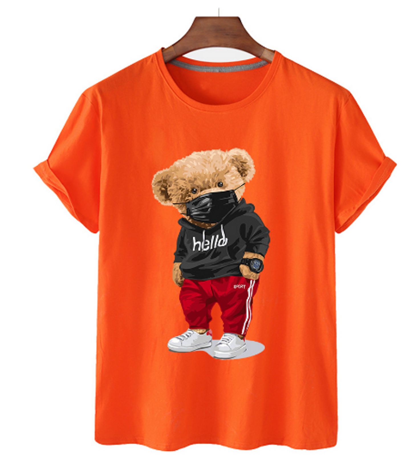 Bear Print herre bomuld T-shirt