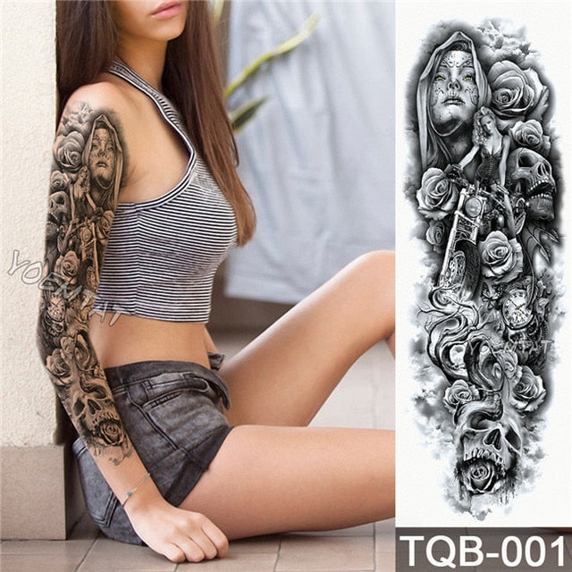 Geisha og indisk Full Arm Tattoo