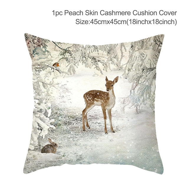 Christmas Elk Tree Cushion Cover