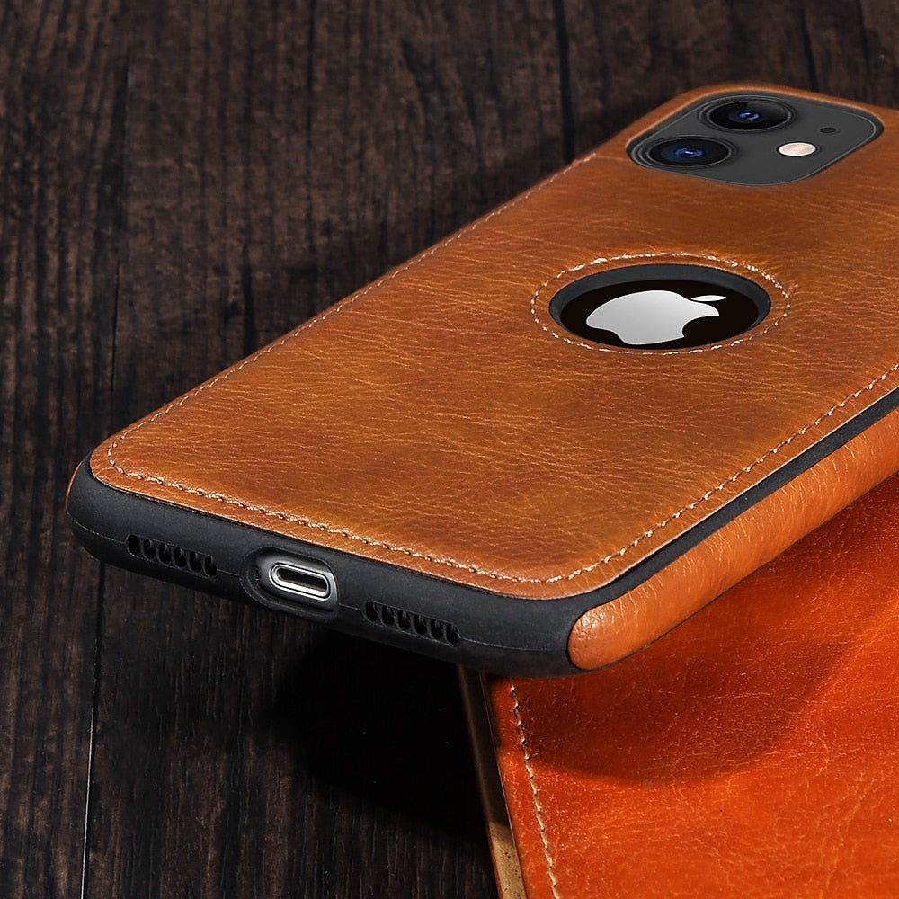 Solid Color Leather Phone Case