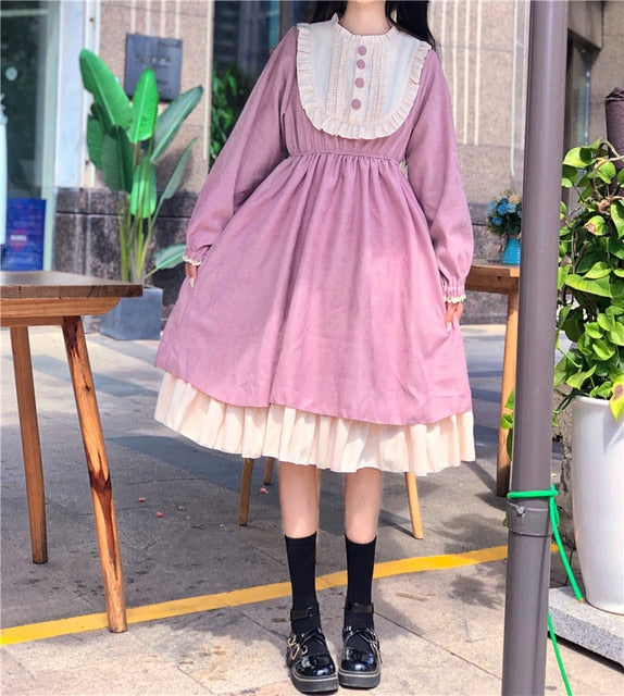 Japanese Style Autumn High Waist Dresses