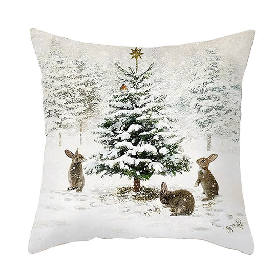 Christmas Elk Tree Cushion Cover