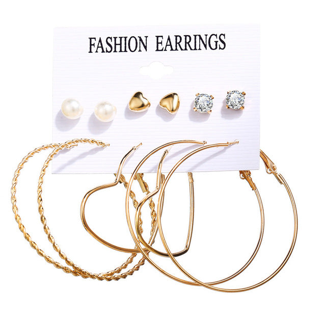 Gold Sequin Drop Earrings Set