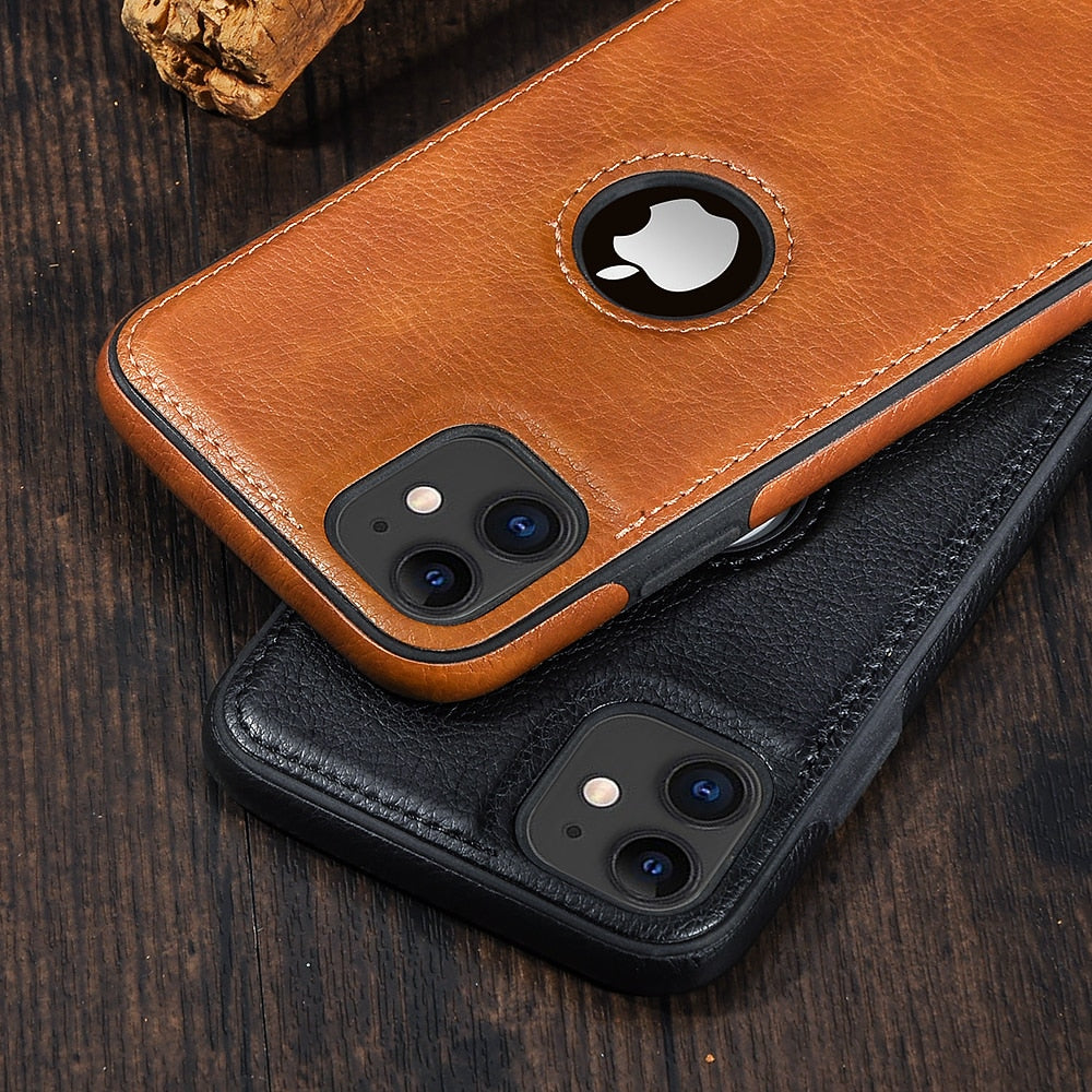 Solid Color Leather Phone Case