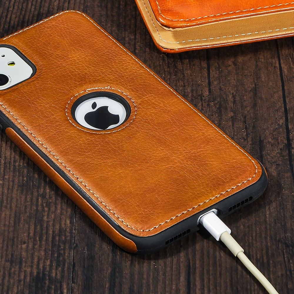 Solid Color Leather Phone Case