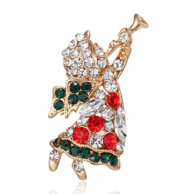 Rhinestone Crystal Juleemalje Broche Pin