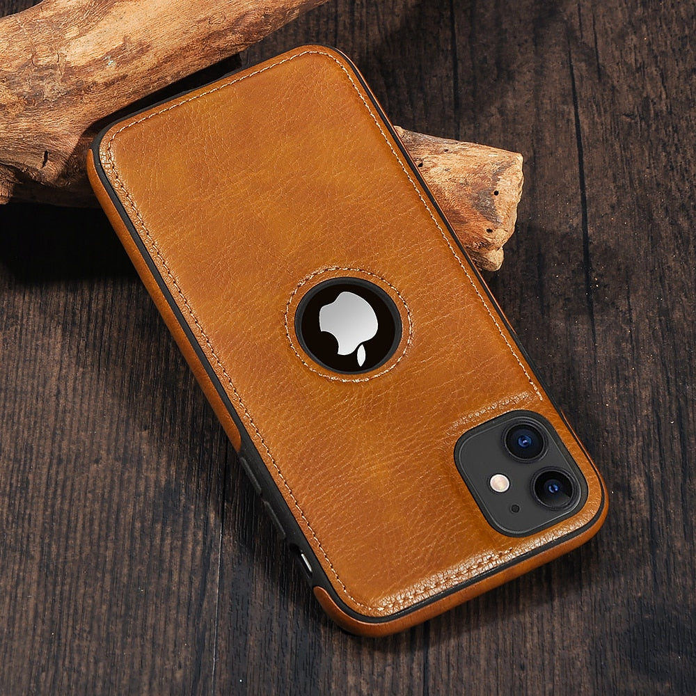 Solid Color Leather Phone Case