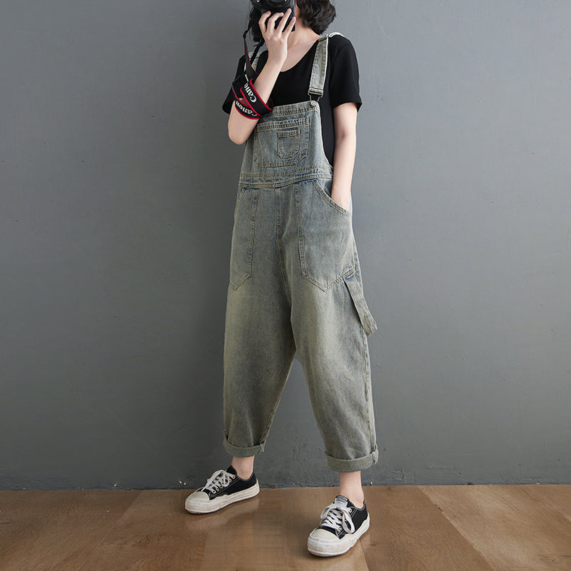 Washed Pockets Denim Jumpsuits