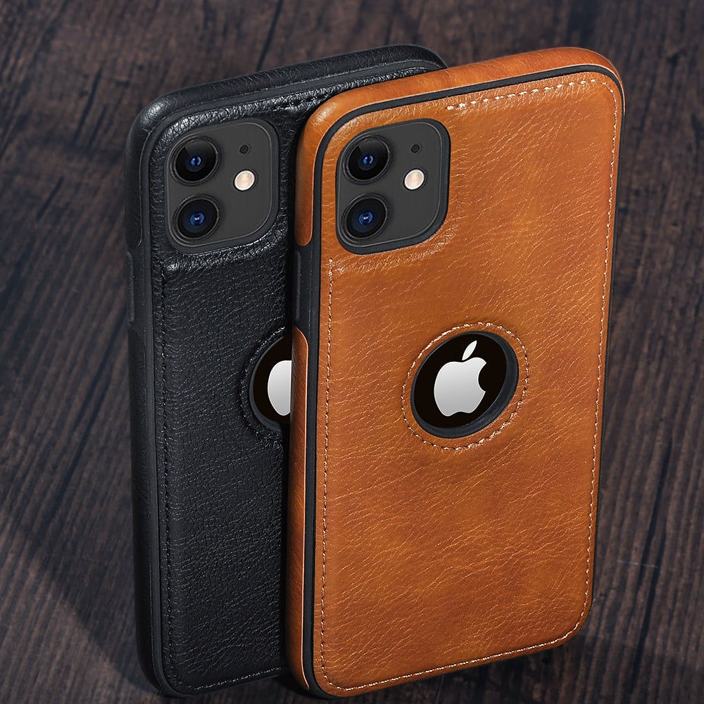 Solid Color Leather Phone Case