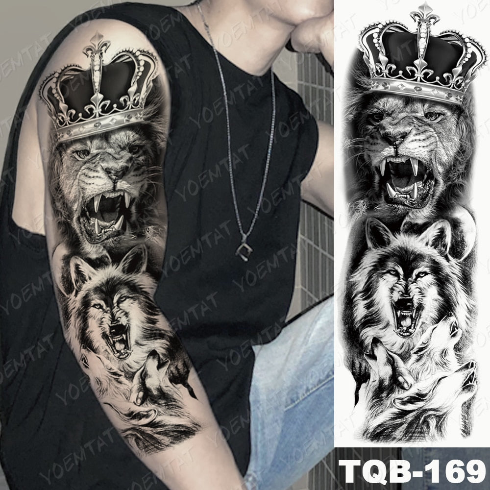 Lions in Gray and Shaded Black Tattoos