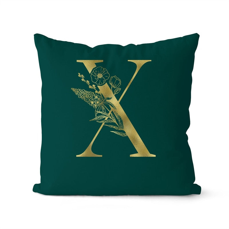 Green Pillowcase Gold Letters